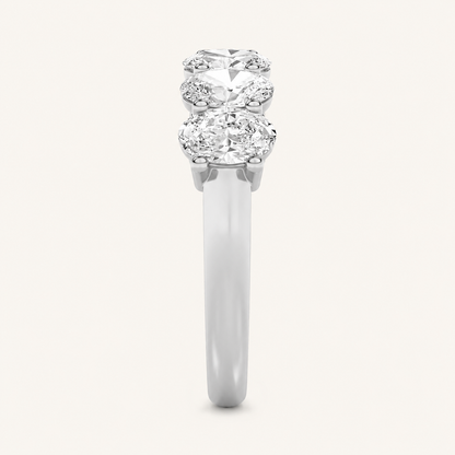 3CT Oval Cut Lab Grown Diamond Seven Stone Band Ring