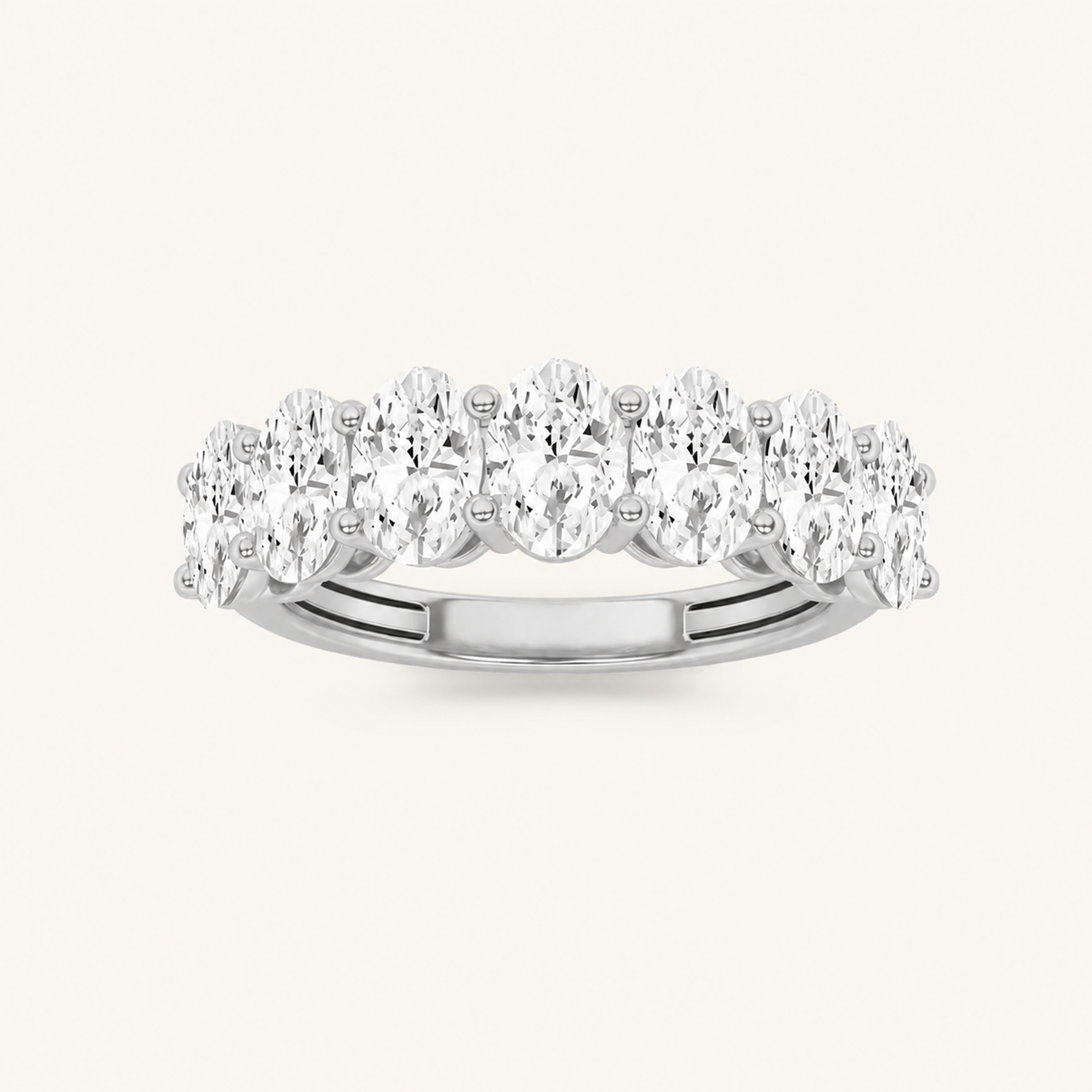 3CT Oval Cut Lab Grown Diamond Seven Stone Band Ring