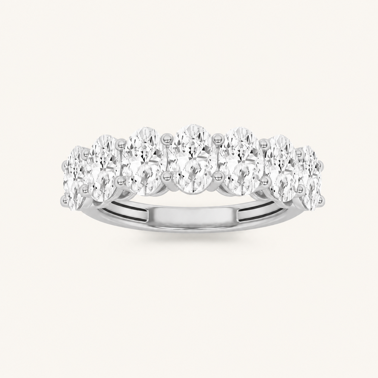 3CT Oval Cut Lab Grown Diamond Seven Stone Band Ring