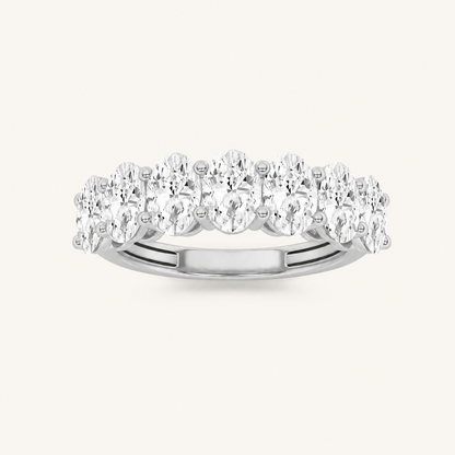 3CT Oval Cut Lab Grown Diamond Seven Stone Band Ring