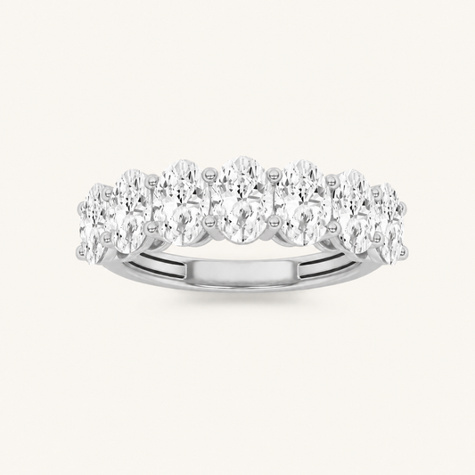 3CT Oval Cut Lab Grown Diamond Seven Stone Band Ring
