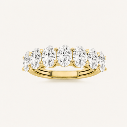3CT Oval Cut Lab Grown Diamond Seven Stone Band Ring