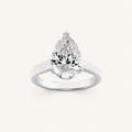 1CT Pear Cut Lab Grown Diamond Plain Cathedral Trellis Shank Solitaire Engagement Ring