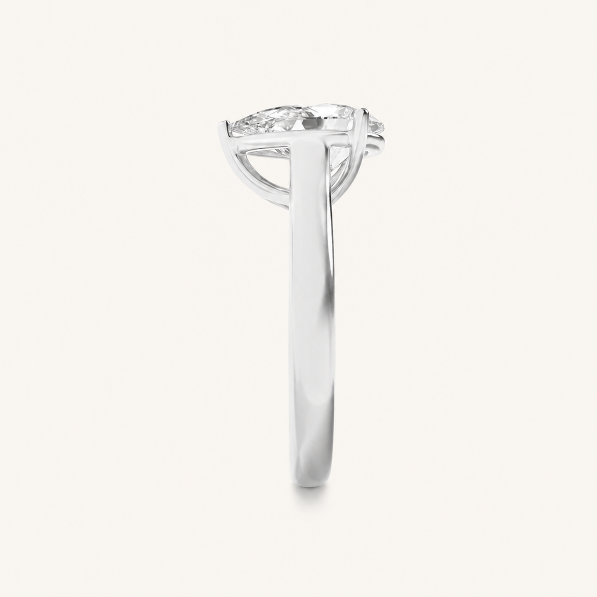 1CT Pear Cut Lab Grown Diamond Plain Cathedral Trellis Shank Solitaire Engagement Ring
