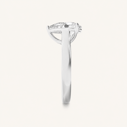 1CT Pear Cut Lab Grown Diamond Plain Cathedral Trellis Shank Solitaire Engagement Ring