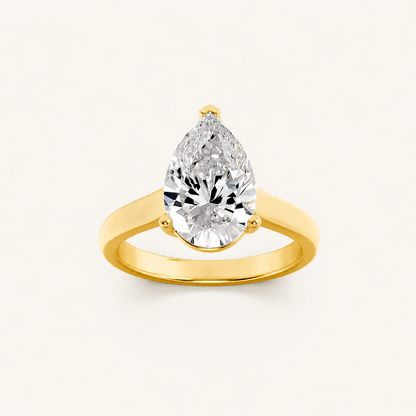 1CT Pear Cut Lab Grown Diamond Plain Cathedral Trellis Shank Solitaire Engagement Ring