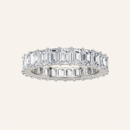 5.5CT Emerald Cut Lab Grown Diamond Split Prong Eternity Ring