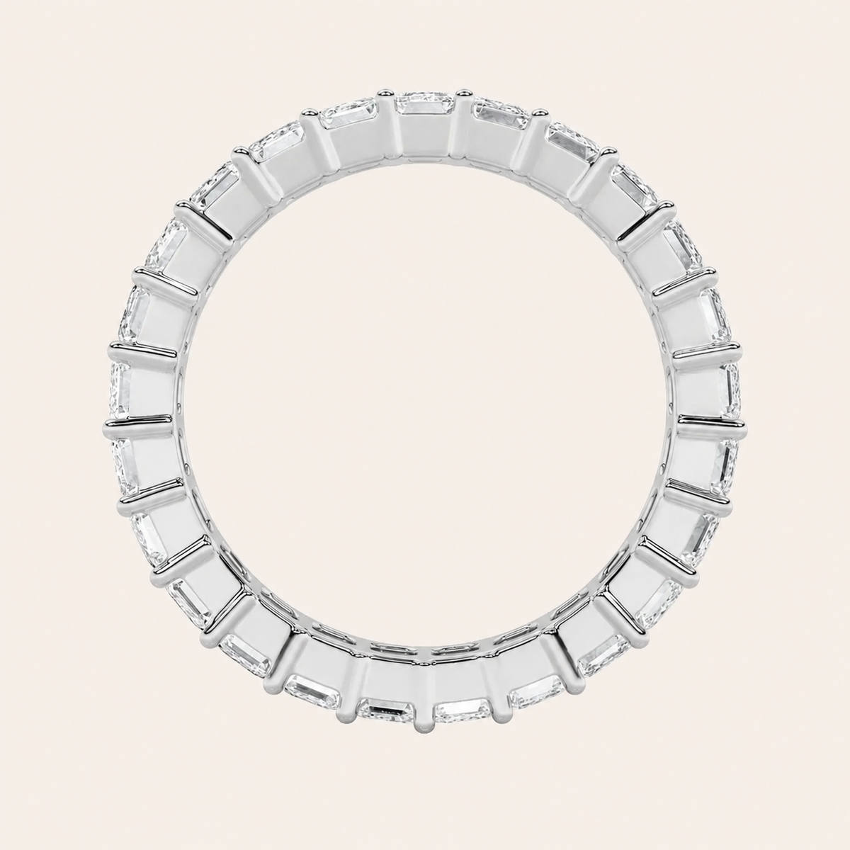 5.25CT Emerald Cut Lab Grown Diamond Split Prong Eternity Ring