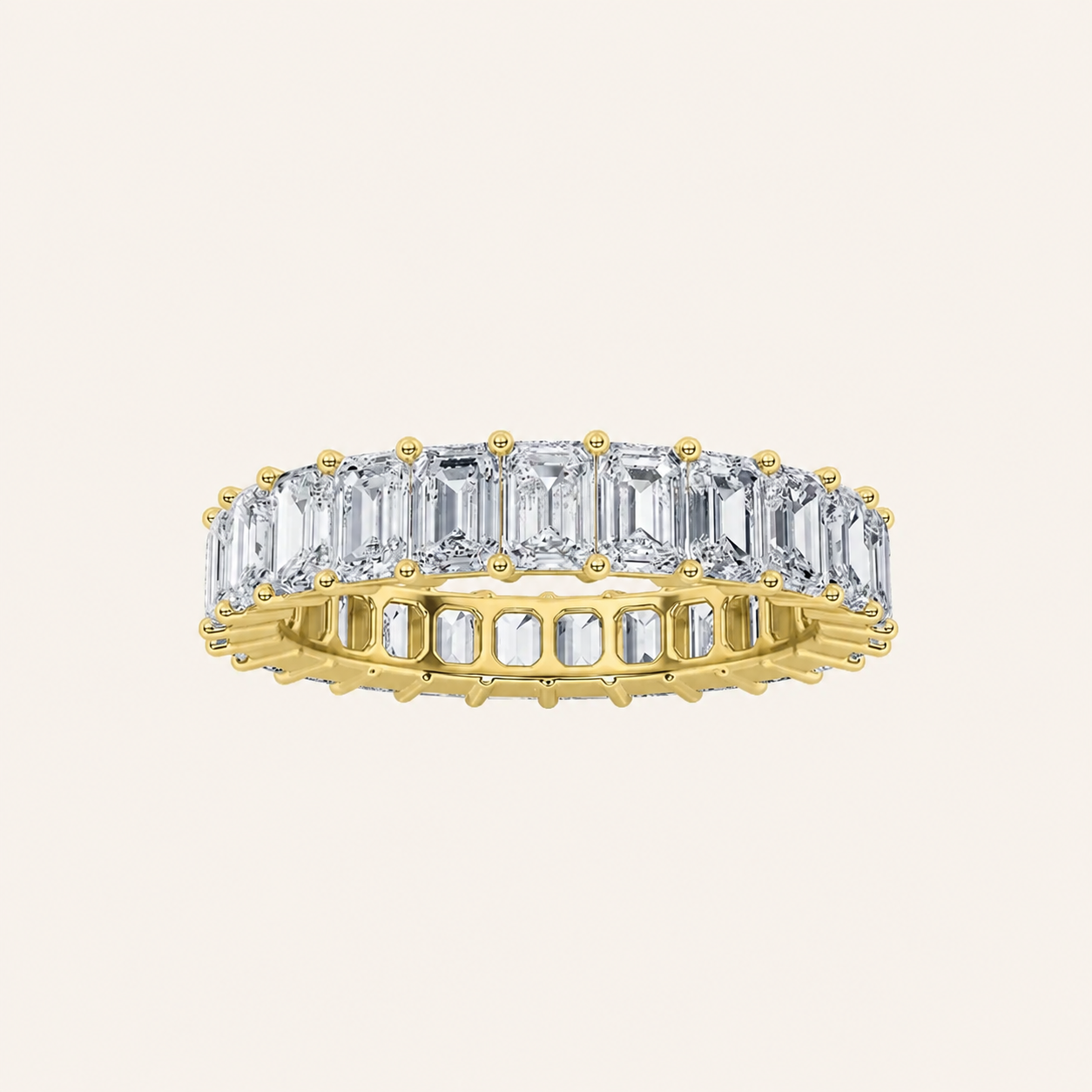 5.5CT Emerald Cut Lab Grown Diamond Split Prong Eternity Ring