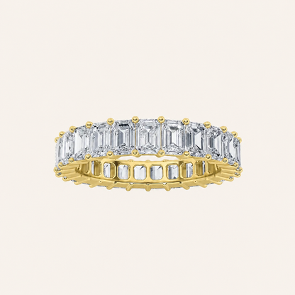 5.5CT Emerald Cut Lab Grown Diamond Split Prong Eternity Ring