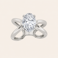 2CT Oval Cut Lab Grown Diamond Criss Cross Fancy Solitaire Ring