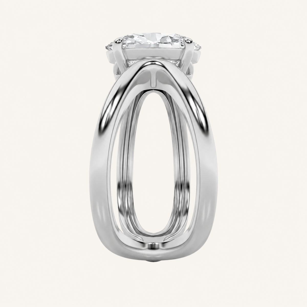 2CT Oval Cut Lab Grown Diamond Criss Cross Fancy Solitaire Ring