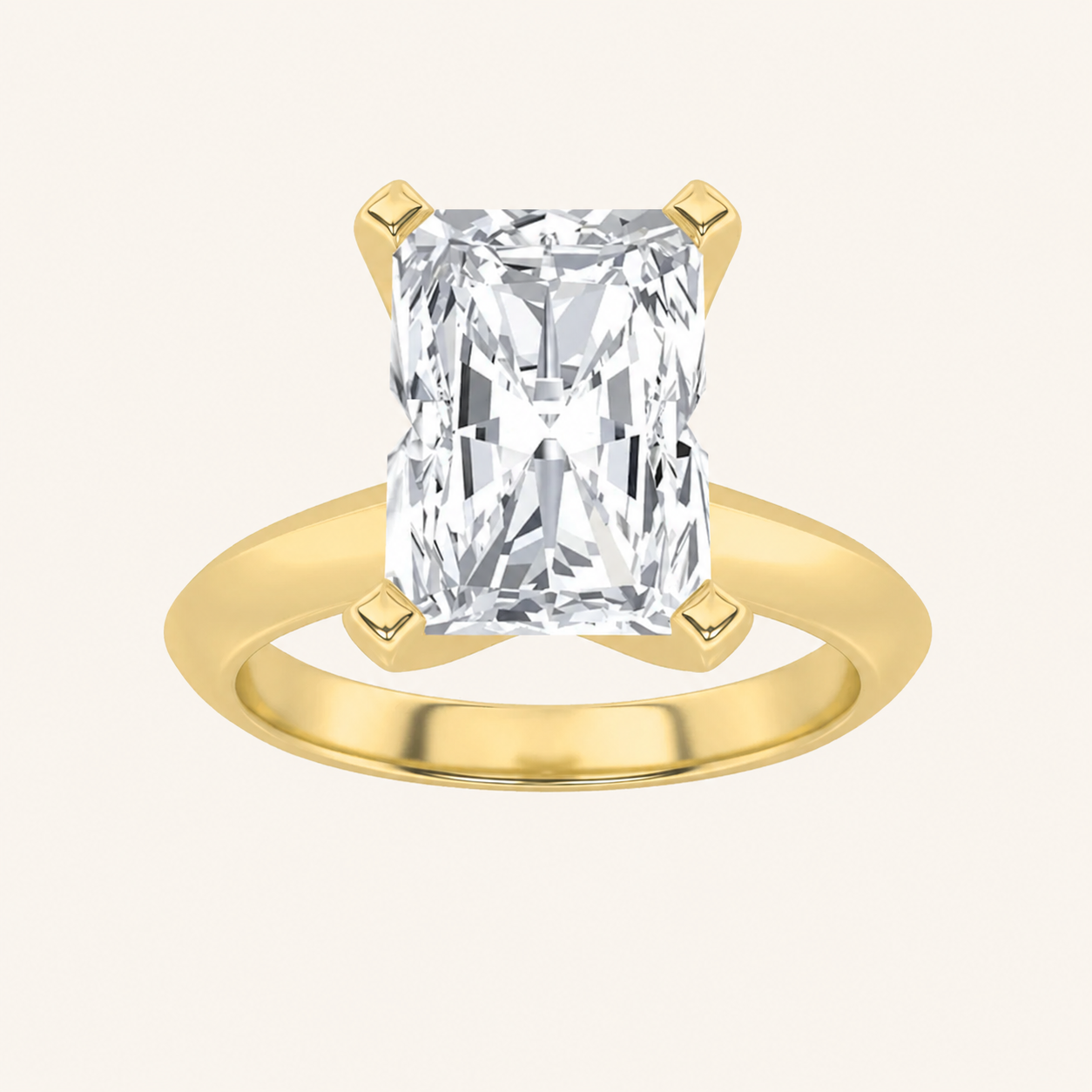 2CT Radiant Cut Lab Grown Diamond Knife Edge Shank Solitaire Engagement Ring