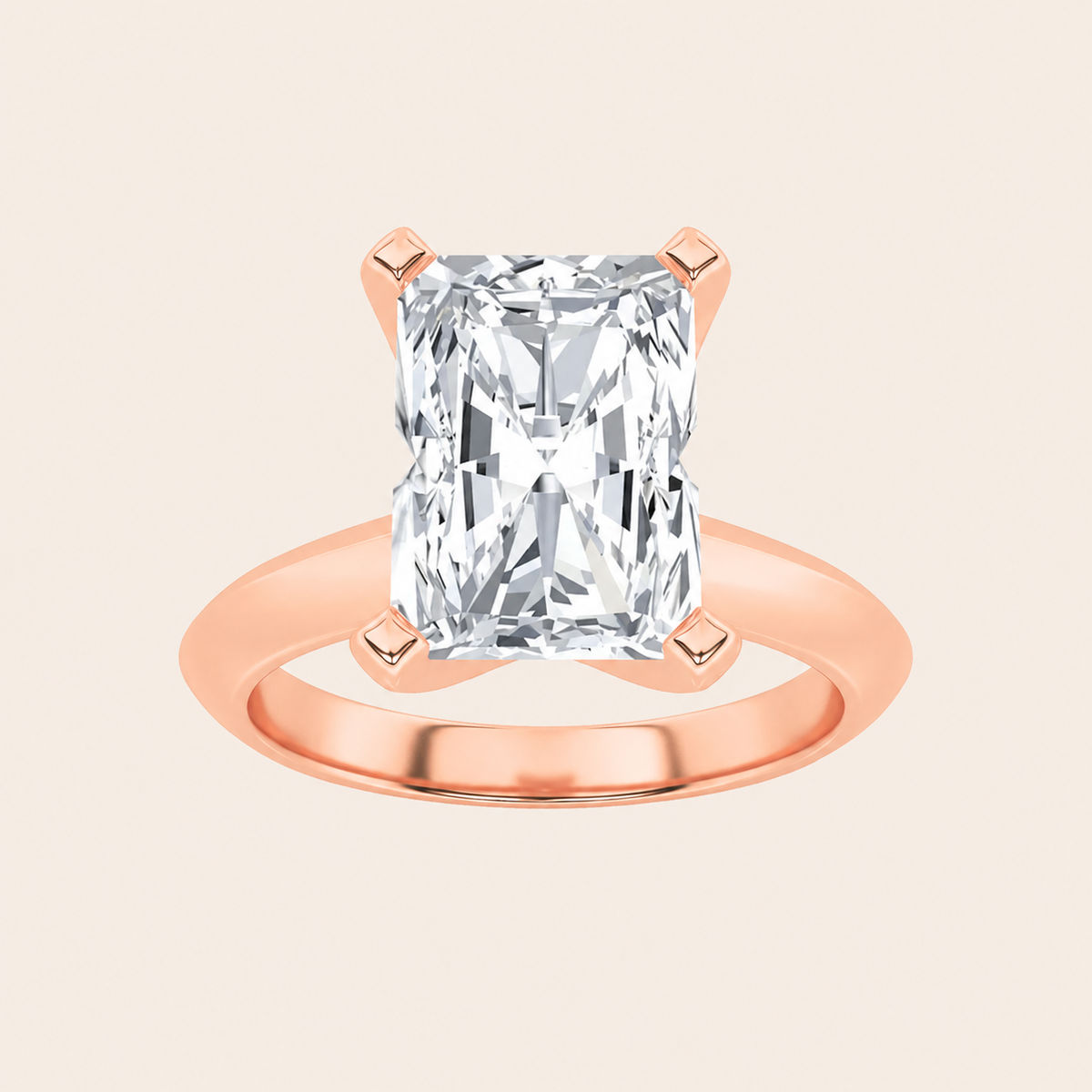 2CT Radiant Cut Lab Grown Diamond Knife Edge Shank Solitaire Engagement Ring