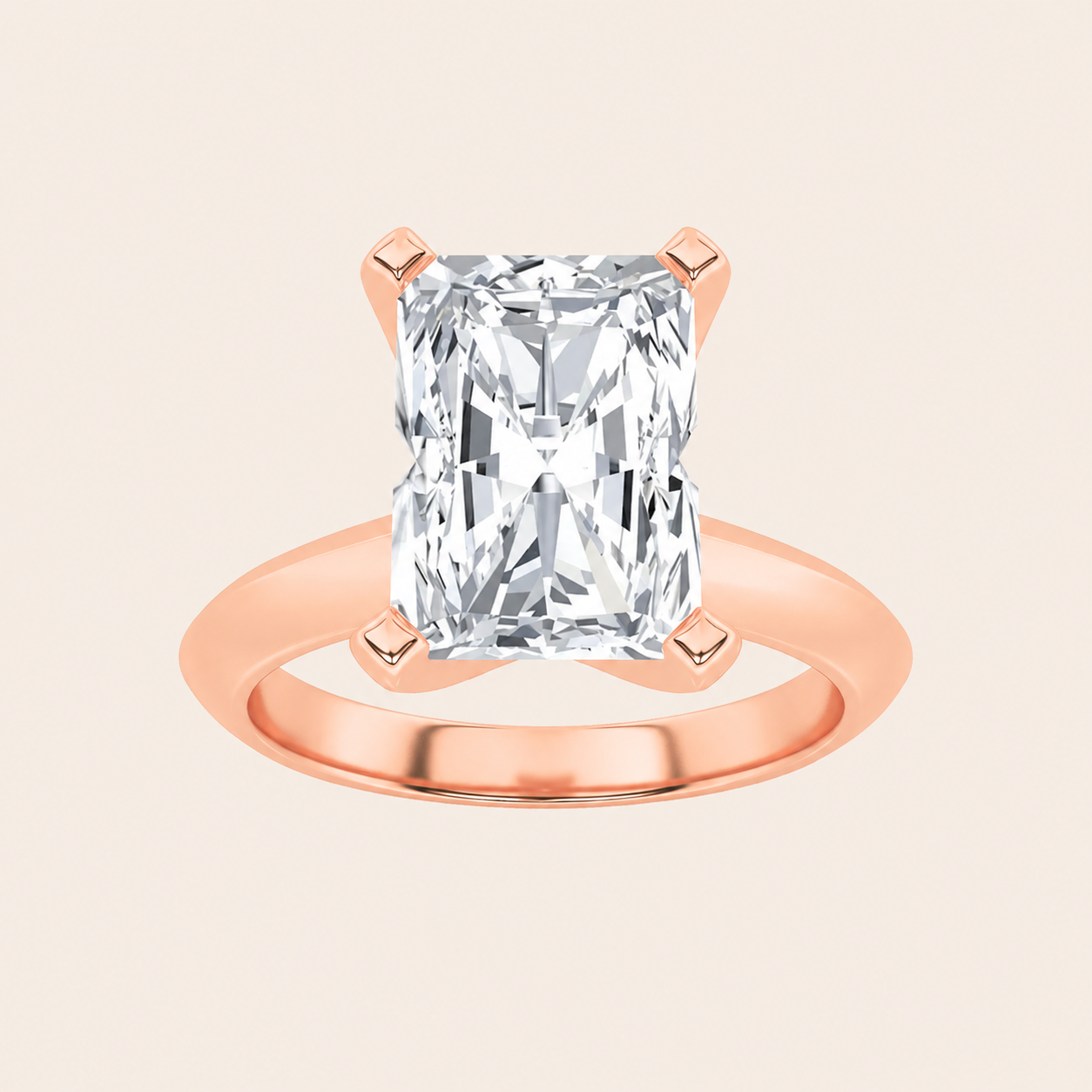 2CT Radiant Cut Lab Grown Diamond Knife Edge Shank Solitaire Engagement Ring