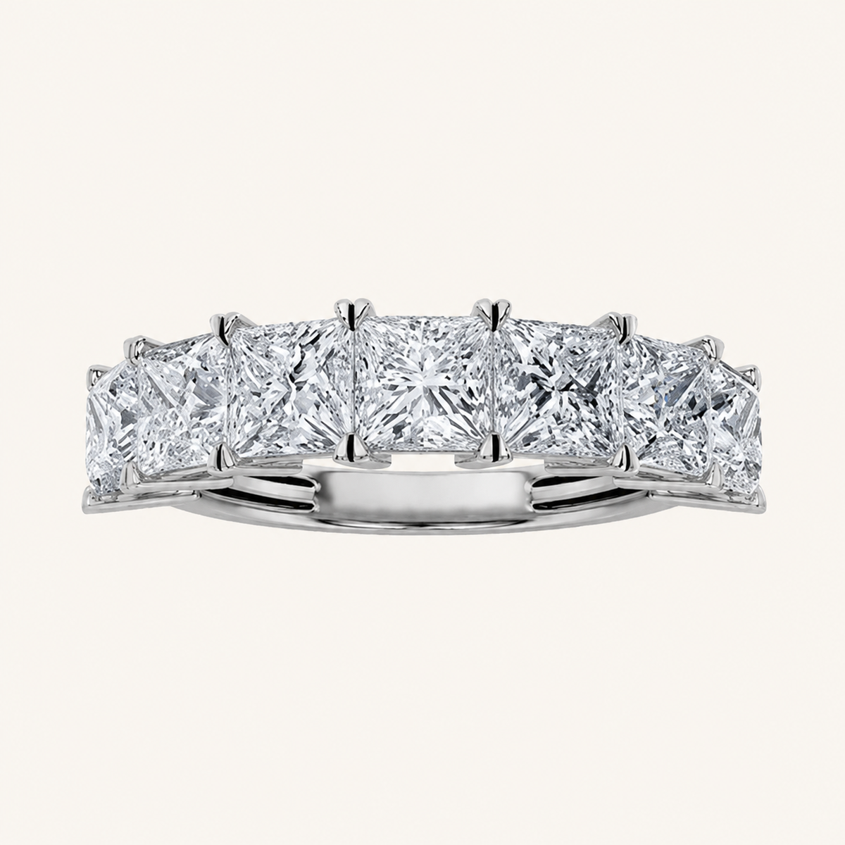 2CT Princess Cut Lab Grown Diamond Seven Stone Band Ring