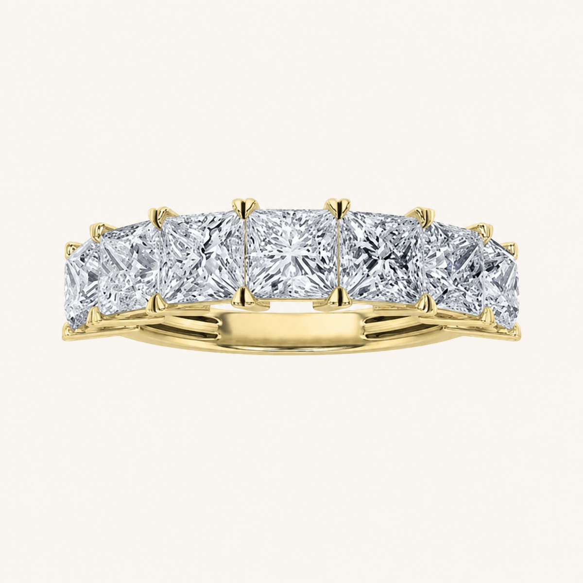 2CT Princess Cut Lab Grown Diamond Seven Stone Band Ring