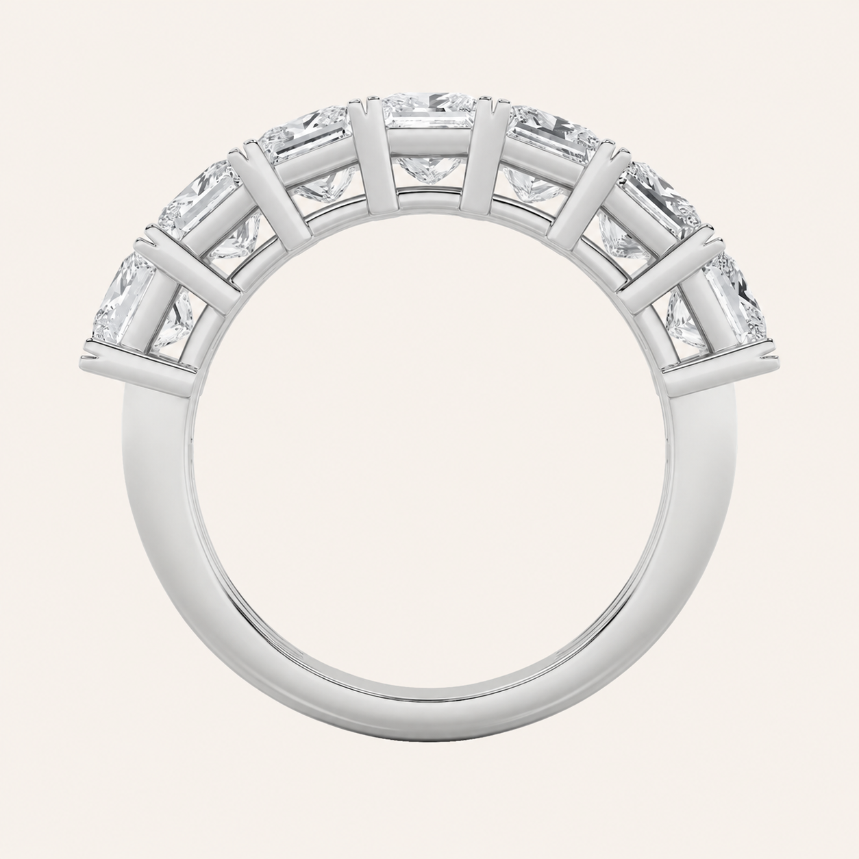 2CT Princess Cut Lab Grown Diamond Seven Stone Band Ring
