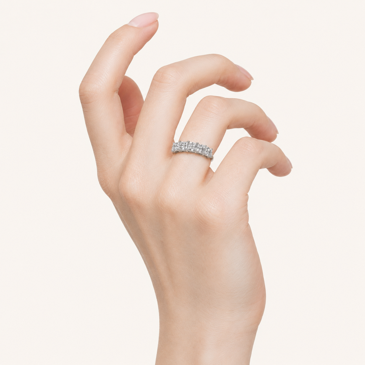 2CT Princess Cut Lab Grown Diamond Seven Stone Band Ring