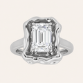 1.5CT Emerald Cut Lab Grown Diamond Organic Design Solitaire Ring