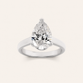 2CT Pear Cut Lab Grown Diamond Plain Cathedral Trellis Shank Solitaire Engagement Ring