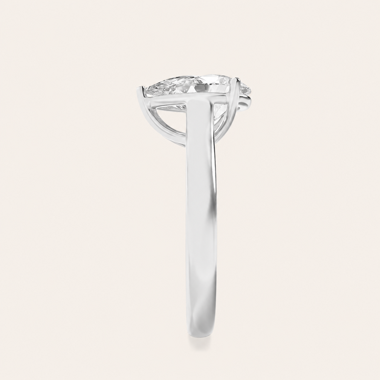 2CT Pear Cut Lab Grown Diamond Plain Cathedral Trellis Shank Solitaire Engagement Ring