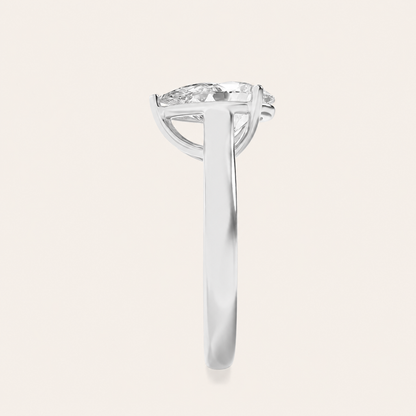 2CT Pear Cut Lab Grown Diamond Plain Cathedral Trellis Shank Solitaire Engagement Ring