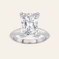 3CT Radiant Cut Lab Grown Diamond Knife Edge Shank Solitaire Engagement Ring