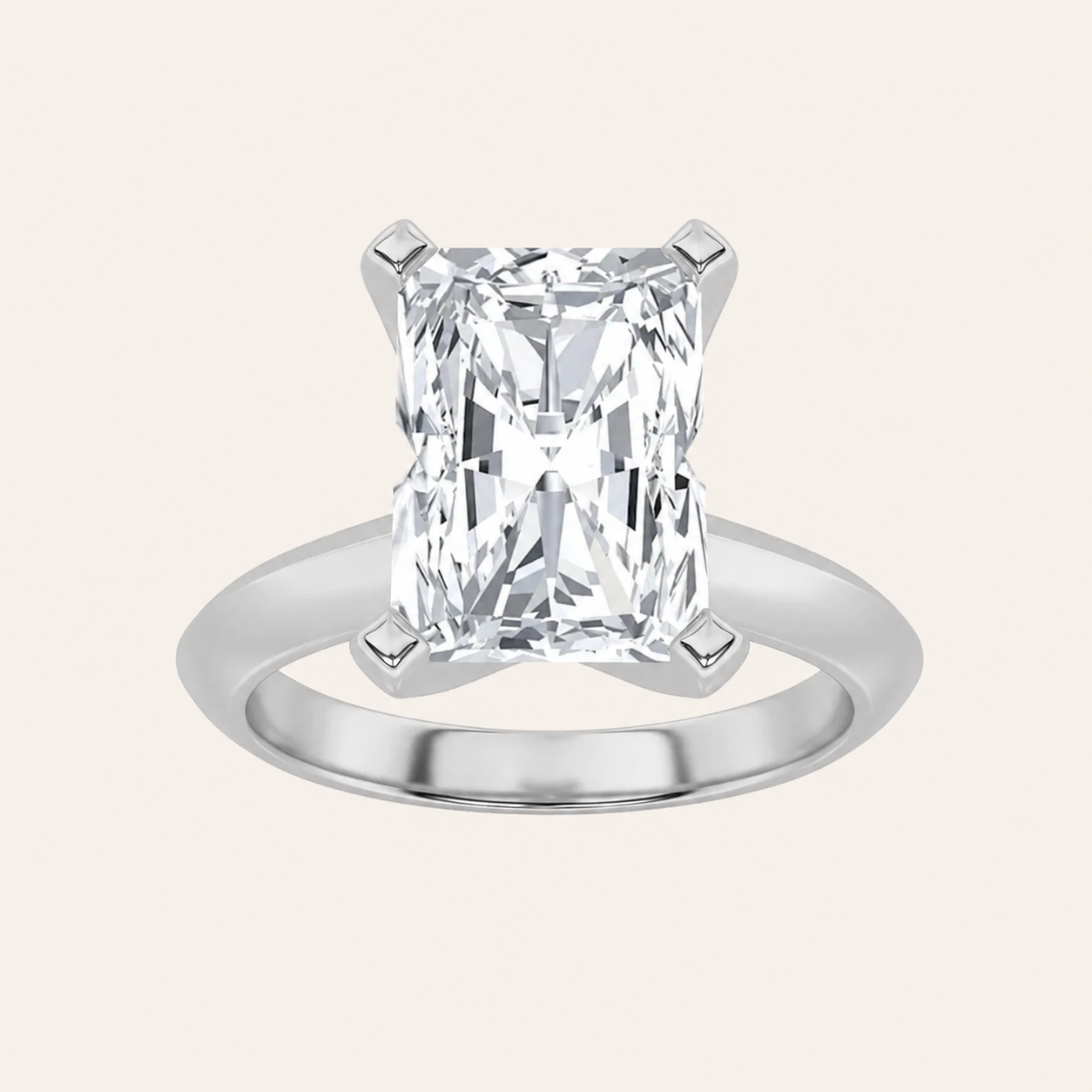 3CT Radiant Cut Lab Grown Diamond Knife Edge Shank Solitaire Engagement Ring