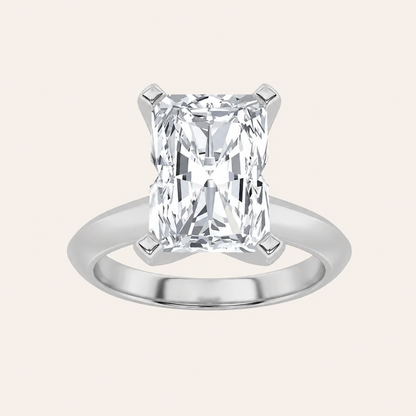 3CT Radiant Cut Lab Grown Diamond Knife Edge Shank Solitaire Engagement Ring