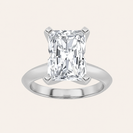 3CT Radiant Cut Lab Grown Diamond Knife Edge Shank Solitaire Engagement Ring