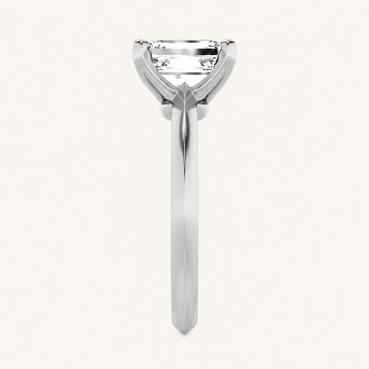 3CT Radiant Cut Lab Grown Diamond Knife Edge Shank Solitaire Engagement Ring