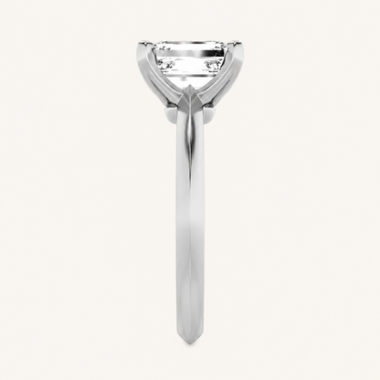 3CT Radiant Cut Lab Grown Diamond Knife Edge Shank Solitaire Engagement Ring