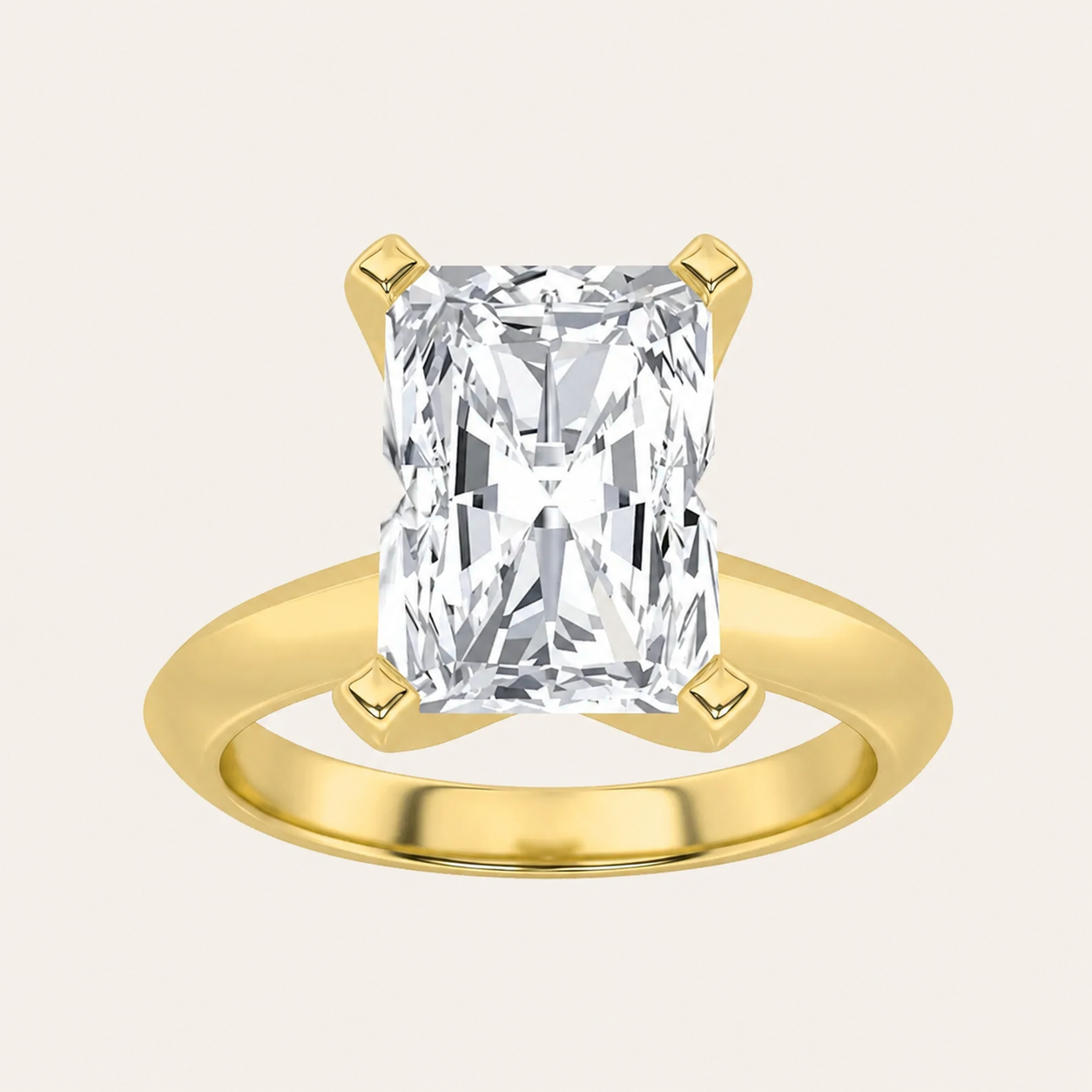 3CT Radiant Cut Lab Grown Diamond Knife Edge Shank Solitaire Engagement Ring