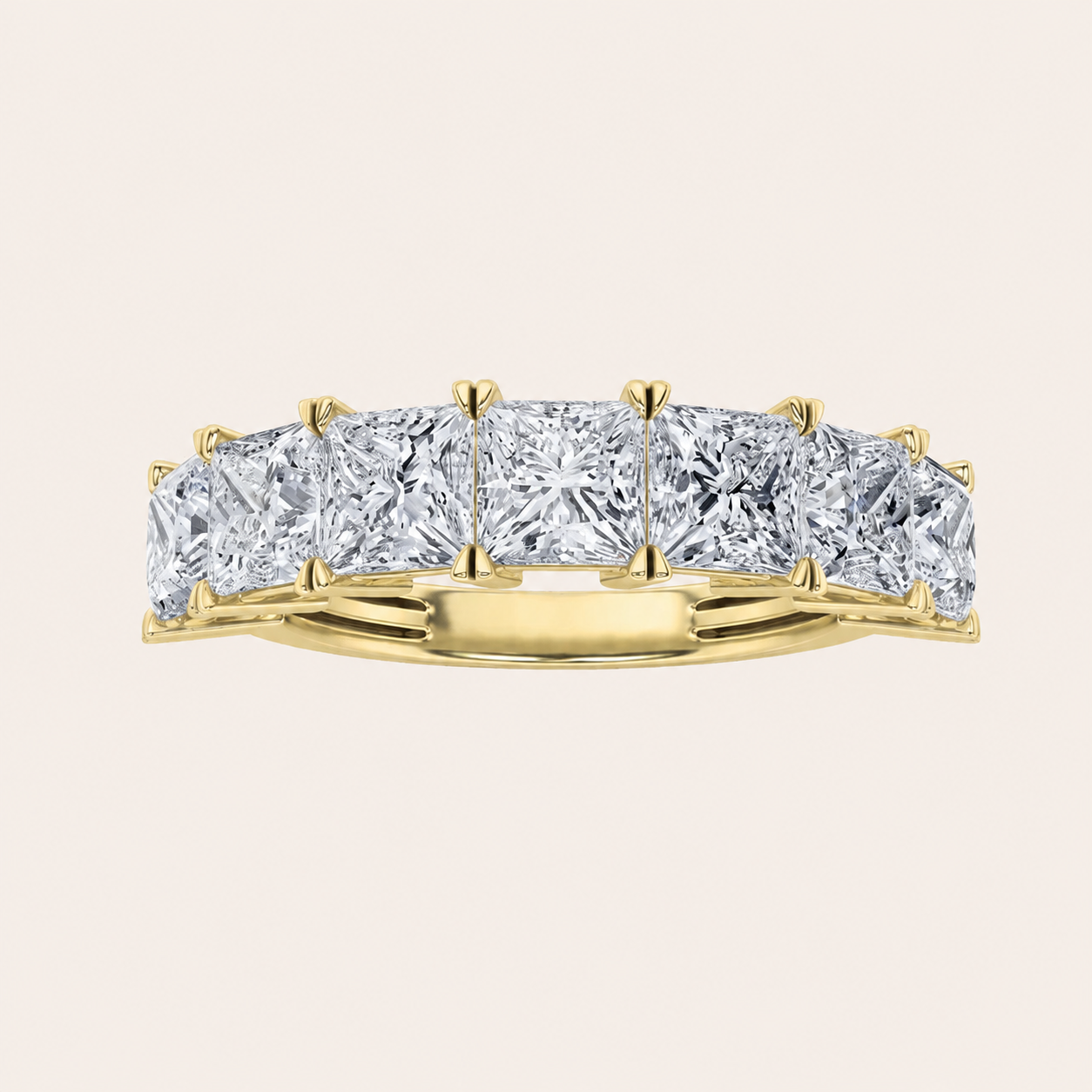 3CT Princess Cut Lab Grown Diamond Seven Stone Band Ring