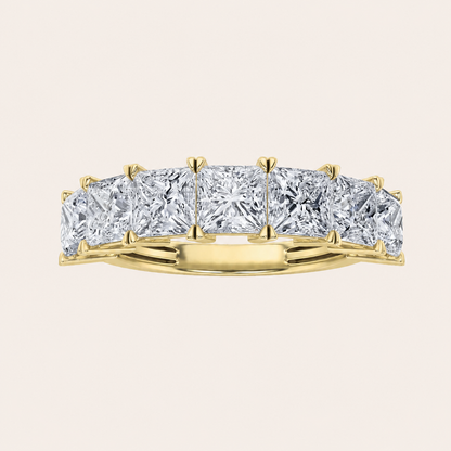 3CT Princess Cut Lab Grown Diamond Seven Stone Band Ring
