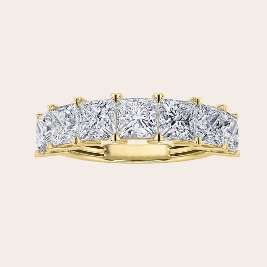 3CT Princess Cut Lab Grown Diamond Seven Stone Band Ring
