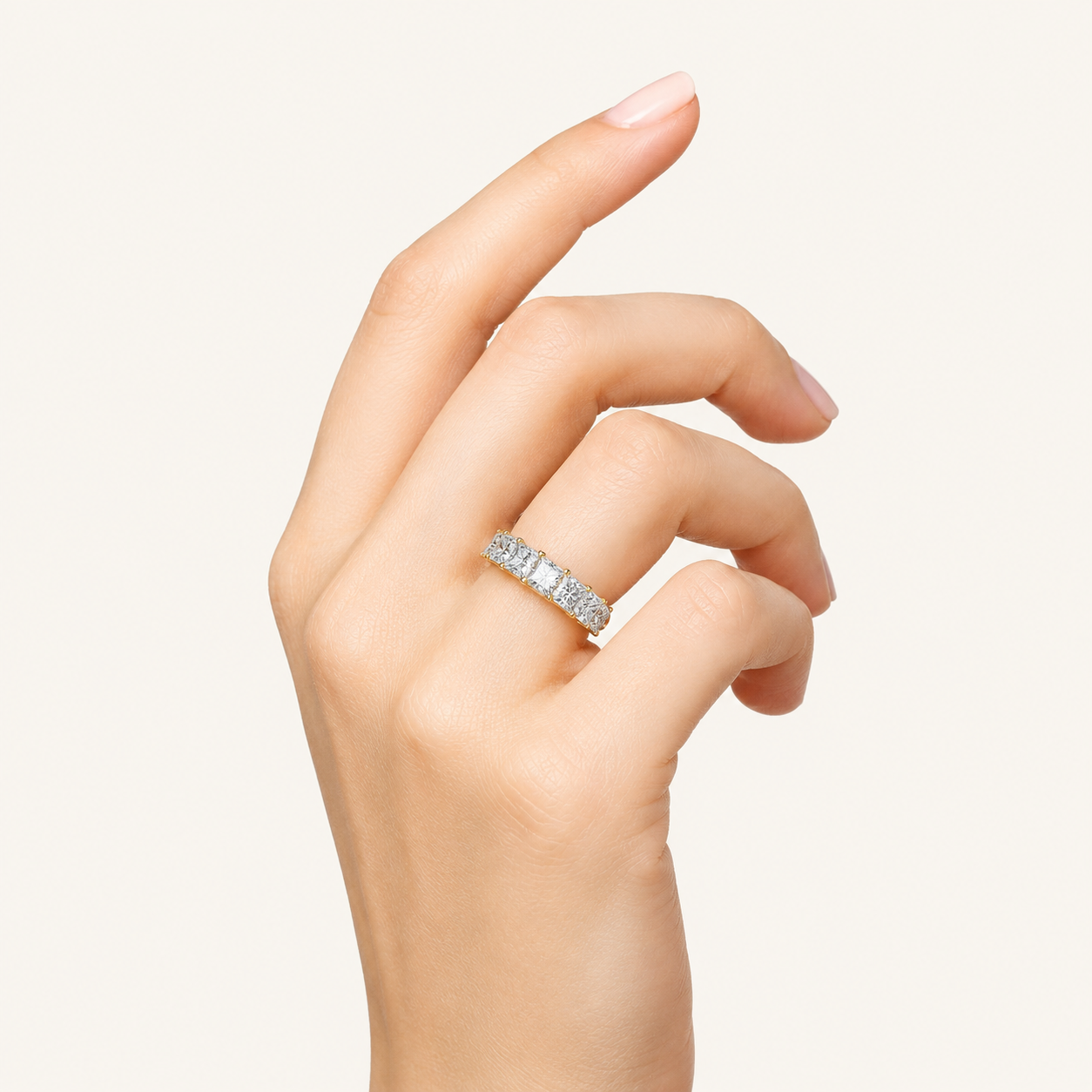 3CT Princess Cut Lab Grown Diamond Seven Stone Band Ring