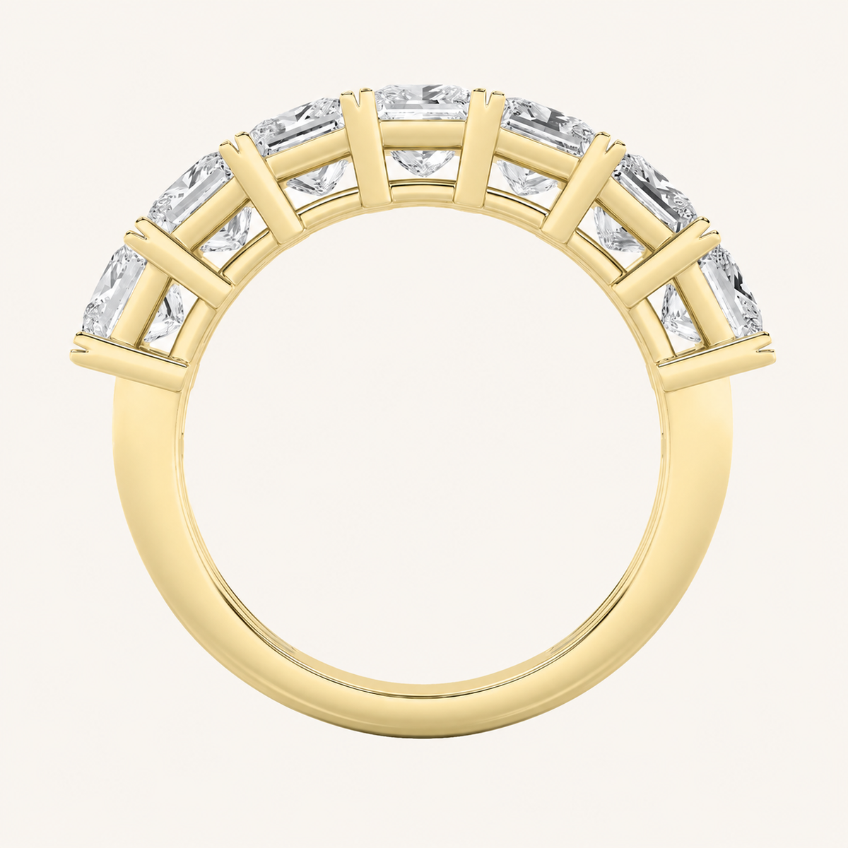 3CT Princess Cut Lab Grown Diamond Seven Stone Band Ring