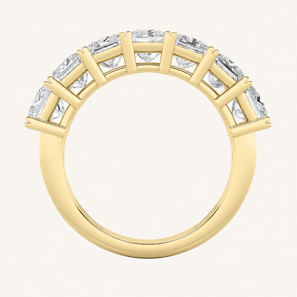 3CT Princess Cut Lab Grown Diamond Seven Stone Band Ring