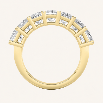 3CT Princess Cut Lab Grown Diamond Seven Stone Band Ring
