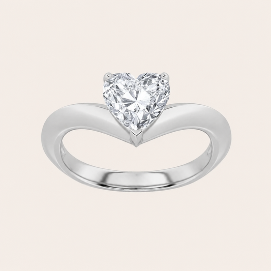 1CT Heart Cut Lab Grown Diamond Heart Shaped Solitaire Ring
