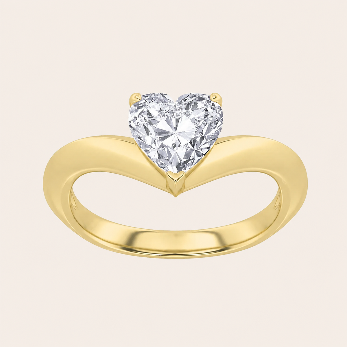 1CT Heart Cut Lab Grown Diamond Heart Shaped Solitaire Ring