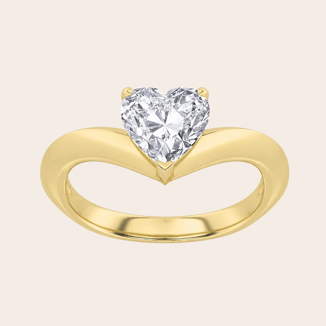 1CT Heart Cut Lab Grown Diamond Heart Shaped Solitaire Ring