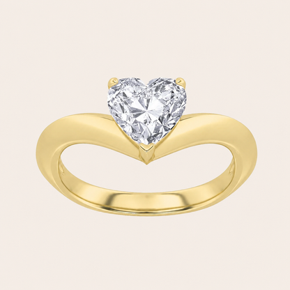 1CT Heart Cut Lab Grown Diamond Heart Shaped Solitaire Ring