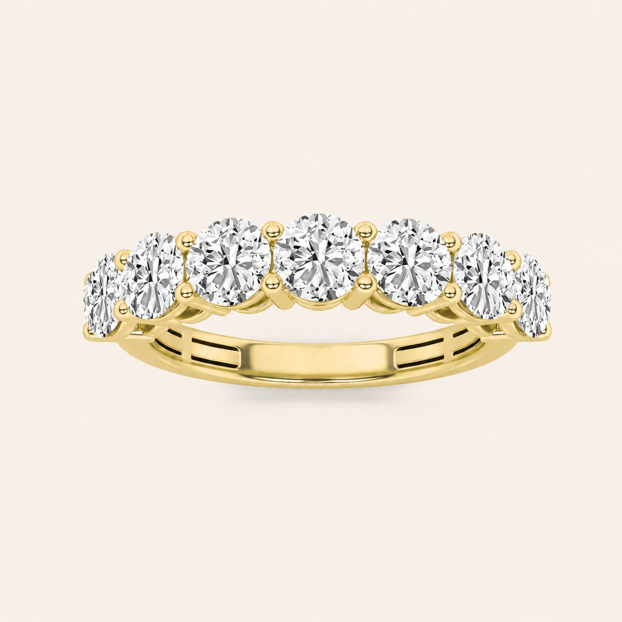 2CT Round Cut Lab Grown Diamond Seven Stone Band Ring