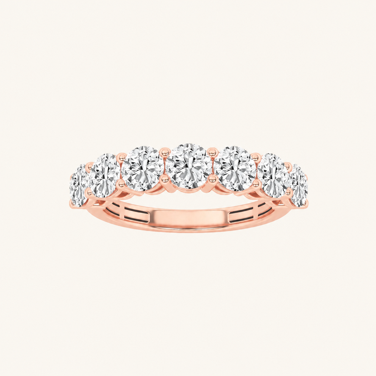 2CT Round Cut Lab Grown Diamond Seven Stone Band Ring