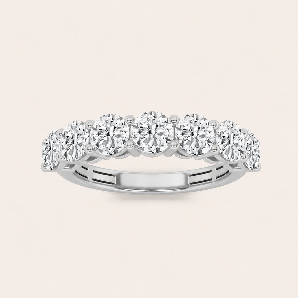 2CT Round Cut Lab Grown Diamond Seven Stone Band Ring