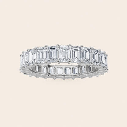 5.75CT Emerald Cut Lab Grown Diamond Split Prong Eternity Ring