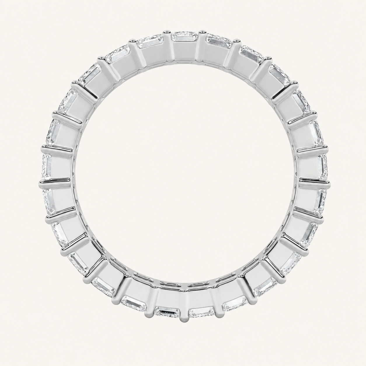 5.75CT Emerald Cut Lab Grown Diamond Split Prong Eternity Ring